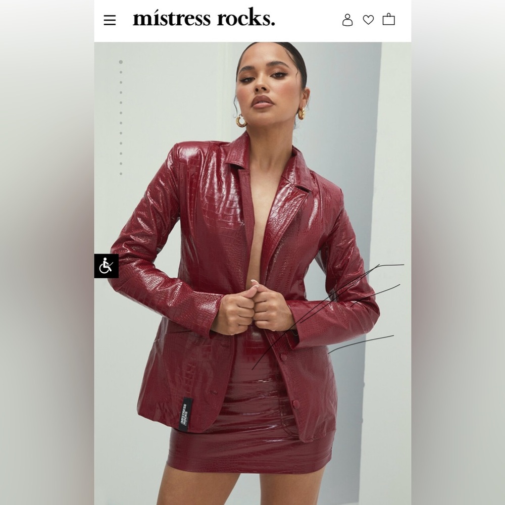 Mistress Rocks Red Croc-Embossed Skirt Set